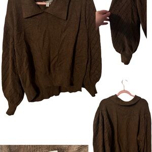 Rye Grass Brown Cable Knit Sweater